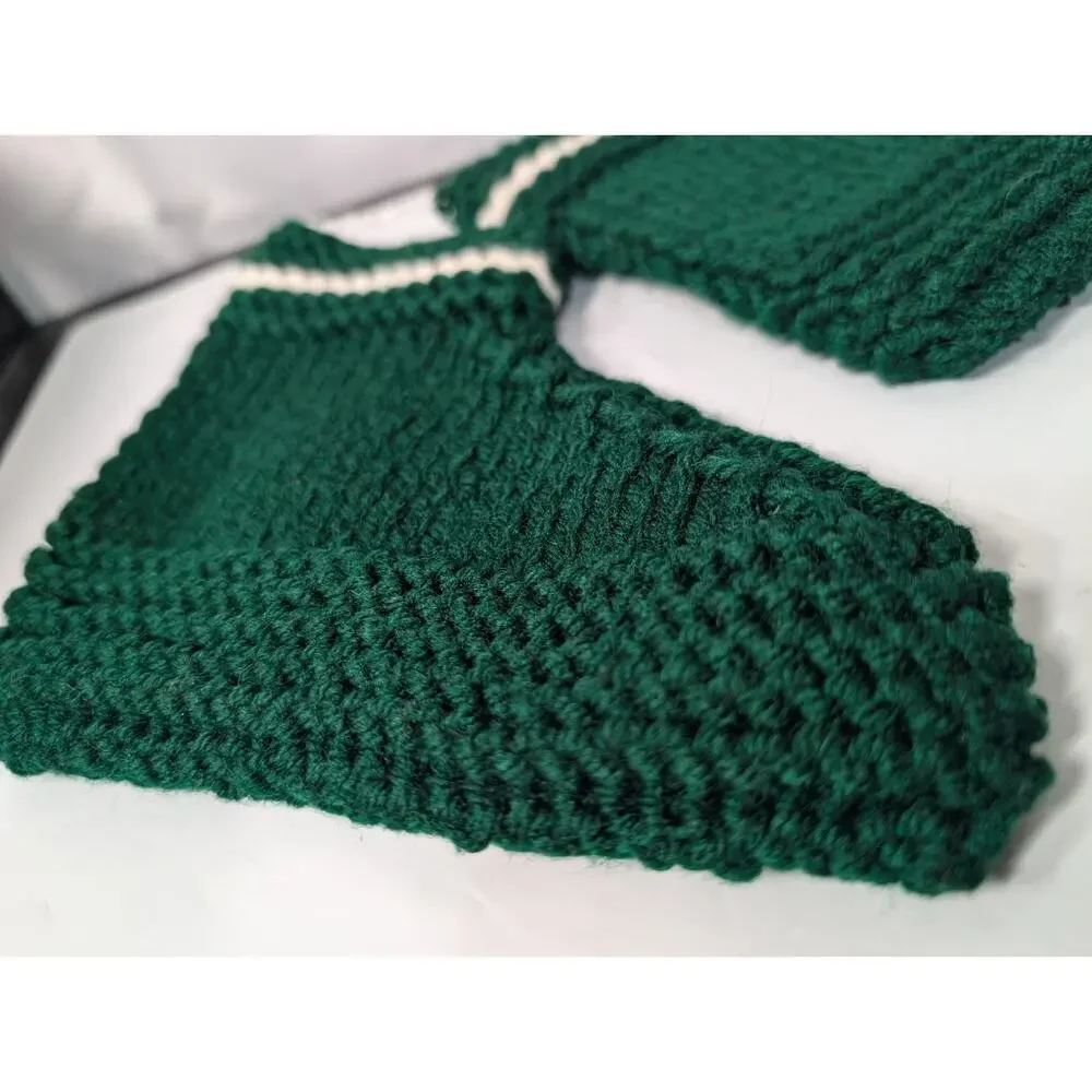 Handmade Dark Green Baby Toddler Booties Slippers